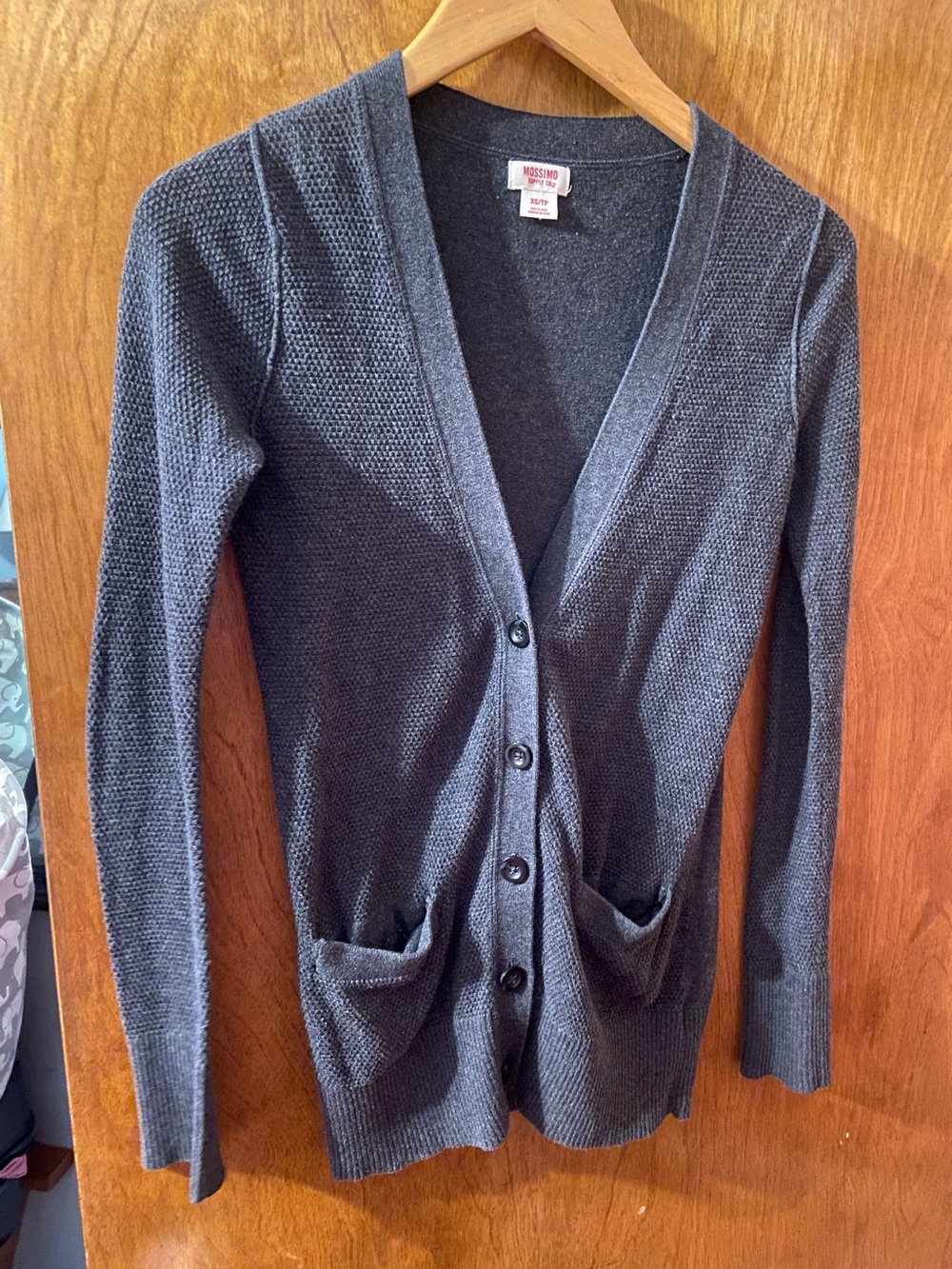 Mossimo Supply Co. Dark Gray V-Neck Button-Front Women's Cardigan Size XS
